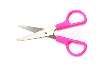 Pink scissors isolated on white background - Image