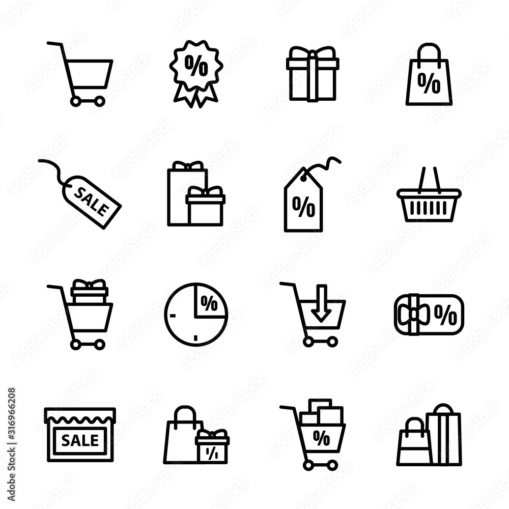 Wall mural Shopping Sign Black Thin Line Icon Set. Vector