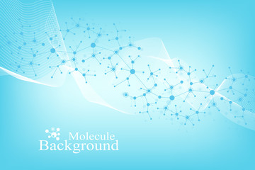 Scientific vector illustration genetic engineering and gene manipulation concept. DNA helix, DNA strand, molecule or atom, neurons. Abstract structure for Science or medical background. CRISPR CAS9.