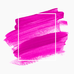 Bright pink brush stroke paint abstract background - Vector. Make up lipstick design for love card, shop logo and sale banner.