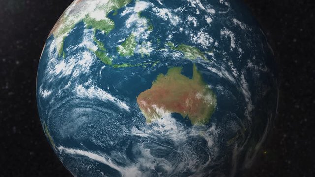 Earth zoom to Australia satellite view 3d animation