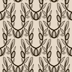 Floral Seamless Pattern in Art Deco Style. Vector Background.