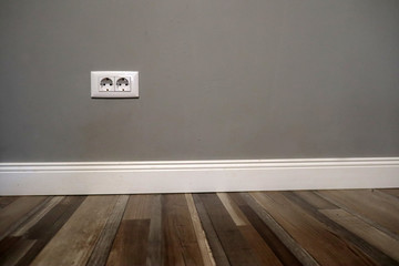 Interior  empty wall room and parquet floor design