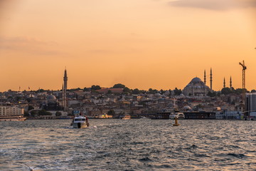 Panoramic view of Istanbul at sunset