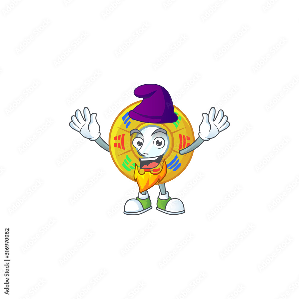 Poster Cute chinese circle feng shui mascot cartoon dressed as an Elf