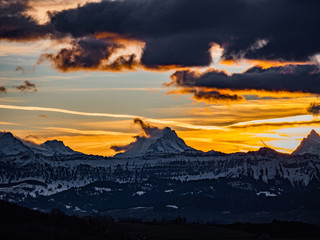 sunset in the mountains