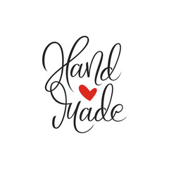 Hand made handwritten calligraphy. Textile, clothes print. Wrapping paper, tag, packaging design idea for handmade presents, gifts. Funny romantic slogan. Black and white vector illustration