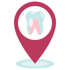 Dentist near me Flat Concept, Dental Clinic GPS Location Ping Map Vector Colorful Icon Design