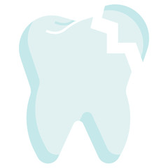 Caries Teeth Vector Colorful Icon Design, Cracked Tooth Flat Concept