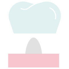 Dental Implant Crown Flat Icon Concept, Teeth Capping Design, 