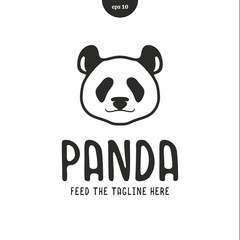 Panda head logo vector illustration in flat style and line. eps10 