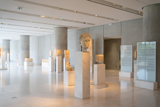 Athens, Greece - Dec 22, 2019: Exhibition in The Acropolis Museum in Athens, Greece, Europe