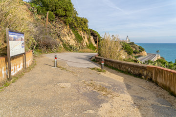 Fototapeta na wymiar Coastal road with the Mediterranean Sea in the background, Dark blue turquoise water