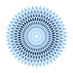 Blue arrows pattern. Circle design element.