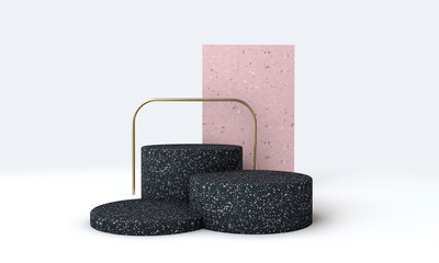 Minimal marble podim product presentation mock up. 3D Rendering