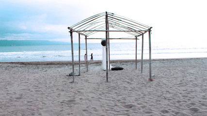 ocean view, cubicles where fishing nets are very beautiful.