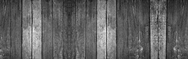 Panorama old wood wall with beautiful vintage black and white wooden texture background