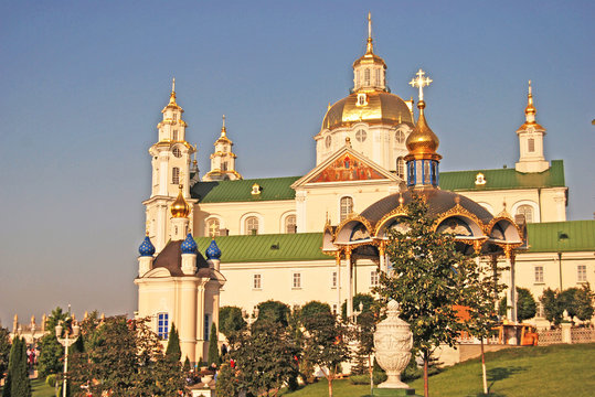 Morning in Pochaev Lavra, view of the Assumption Cathedral