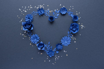 Blue paper flowers, floral background, bridal bouquet, wedding, quilling, Valentine's day greeting...