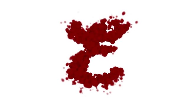 Blood alphabet letter E uppercase isolated on white.
