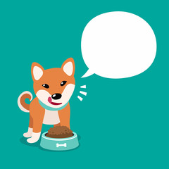 Vector cartoon character cute shiba inu dog and white speech bubble for design.