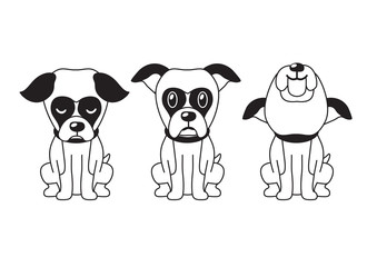 Vector cartoon character boxer dog poses for design.