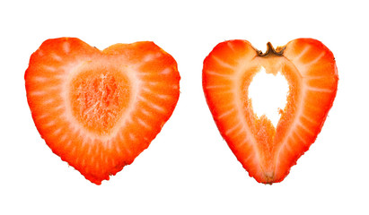 Strawberry Pieces on white background