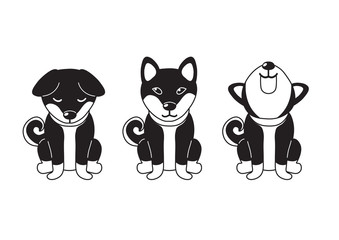 Vector cartoon character shiba inu dog poses for design.