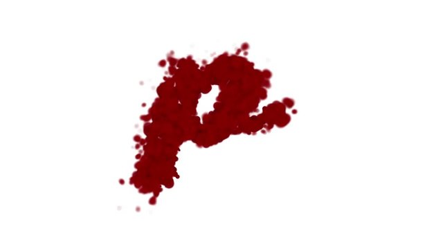 Blood alphabet letter P lowercase isolated on white.