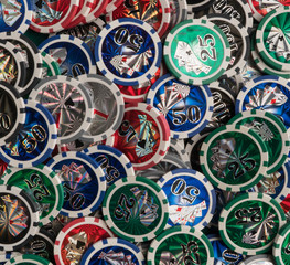 Pile of casino chips. The concept of gambling and entertainment. Casino and poker