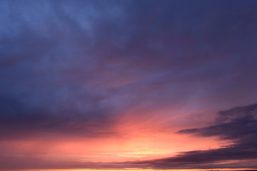 Fototapeta na wymiar Bright palette of colors of the twilight sky at sunset
