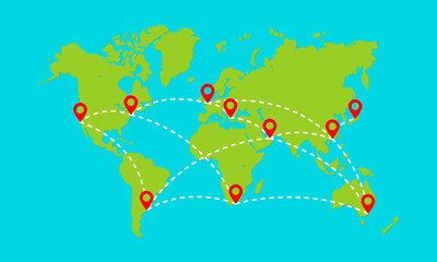 World routes map vector illustration.