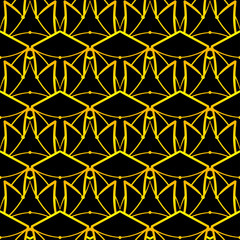 Modern Luxury Geometric Seamless Pattern. Linear geometric Art Deco bricks. 20s retro style. Golden gradient.