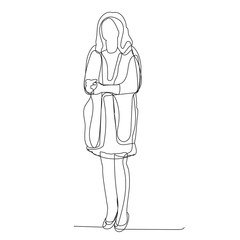 isolated, continuous line drawing, woman, girl
