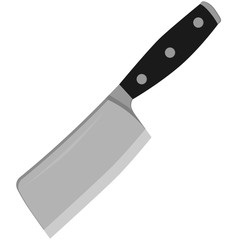 Kitchen knife for chopping meat on a white isolated background. Vector illustration on the theme of kitchen utensils.