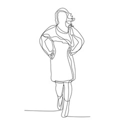 continuous line drawing, woman, girl standing