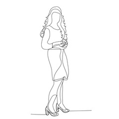 vector, isolated, continuous line drawing, girl