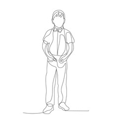  continuous line drawing, boy, child