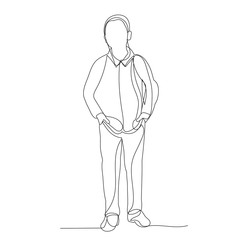 isolated, continuous line drawing, man, guy standing