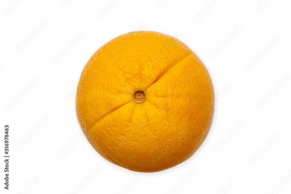 Wall mural single fresh orange fruit isolated on white background