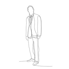Fototapeta na wymiar continuous line drawing, man in a jacket, businessman