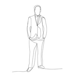 Fototapeta na wymiar vector, isolated, continuous line drawing, man in a jacket, businessman