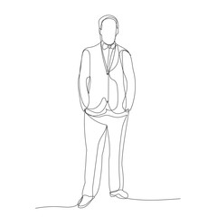 vector, isolated, continuous line drawing, man in a jacket, businessman