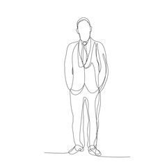 isolated, continuous line drawing, man in a jacket