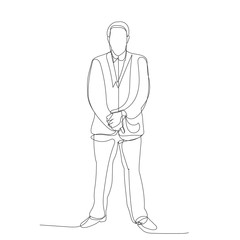 vector, isolated, continuous line drawing, a man in a jacket stands