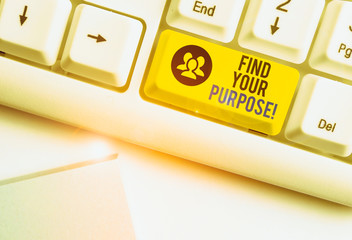 Handwriting text Find Your Purpose. Conceptual photo reason for something is done or for which...