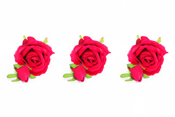 holiday card collage of several red roses with green leaves for the holiday of March 8 and Valentine's Day