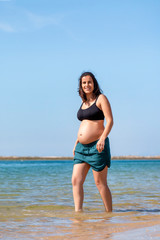 Pregnant woman having fun