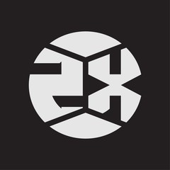 ZX Logo monogram with piece circle ribbon style on black background