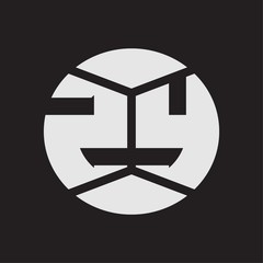 ZY Logo monogram with piece circle ribbon style on black background